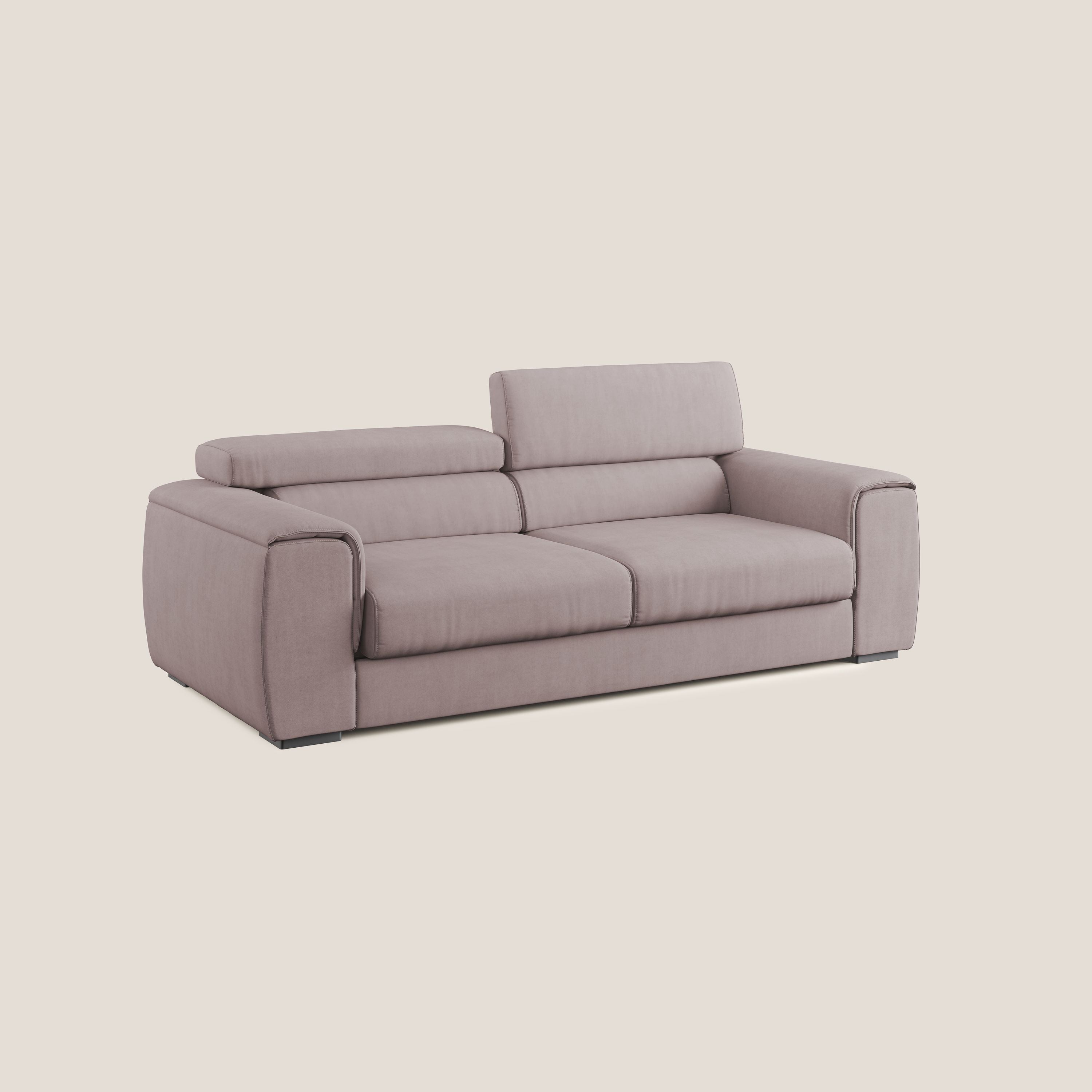 Zeno Divano con pouf estraibile poggiapiedi in tessuto morbido impermeabile T02 rosa - divitt.sbs