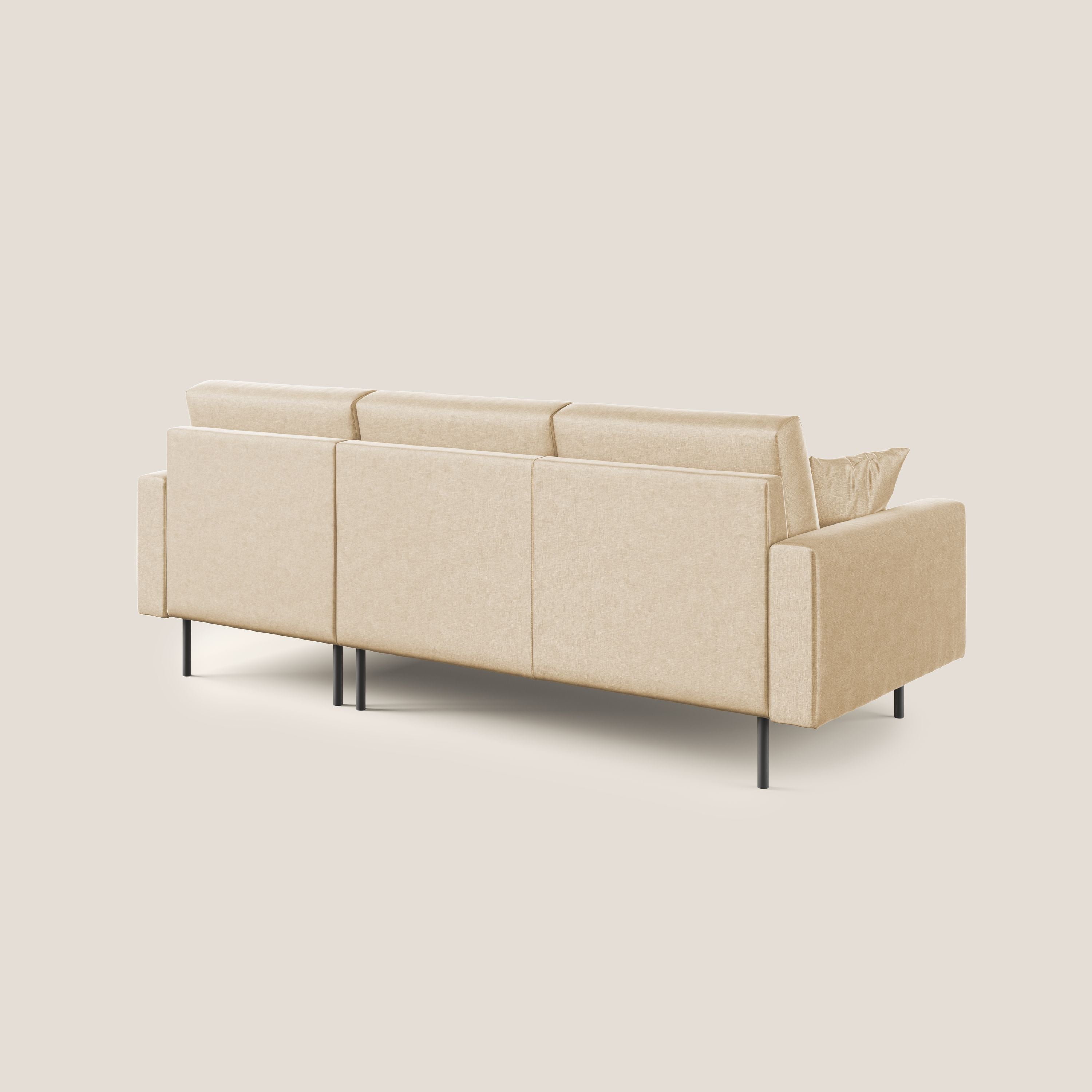 Arthur divano moderno angolare in velluto morbido impermeabile T01 beige - divitt.sbs