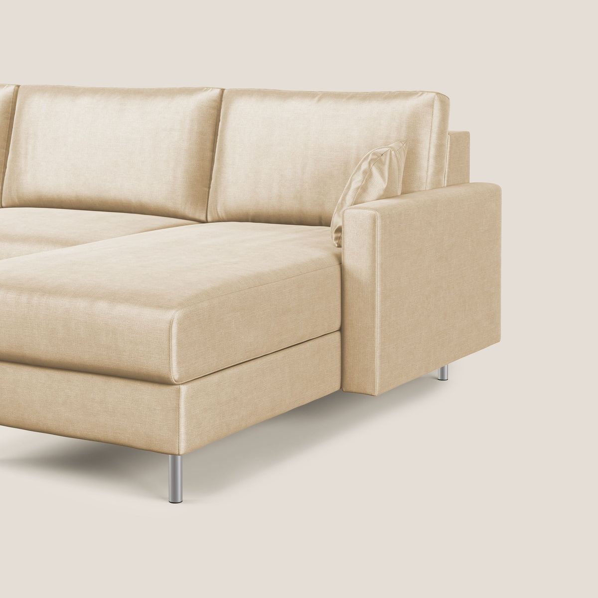 Andromeda divano letto angolare in velluto morbido impermeabile T01 beige - divitt.sbs