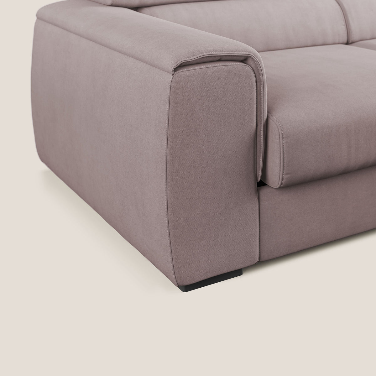 Zeno Divano con pouf estraibile poggiapiedi in tessuto morbido impermeabile T02 rosa - divitt.sbs