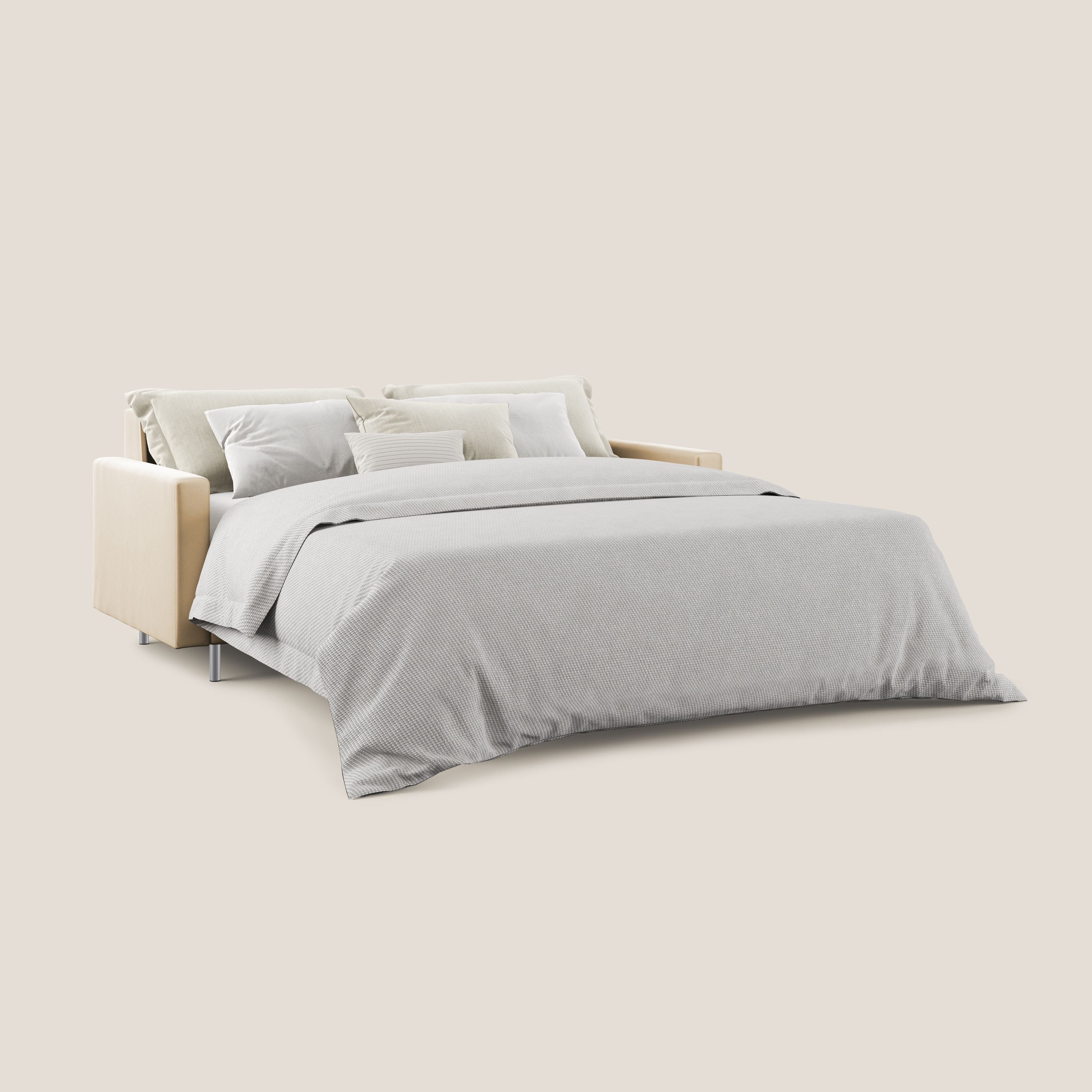 Andromeda divano letto matrimoniale in velluto morbido impermeabile T01 beige - divitt.sbs