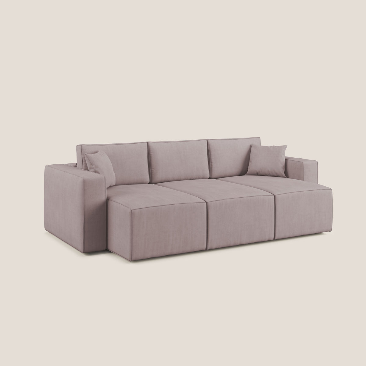 Morfeo divano con 3 sedute estraibili in morbido tessuto impermeabile T02 rosa - divitt.sbs