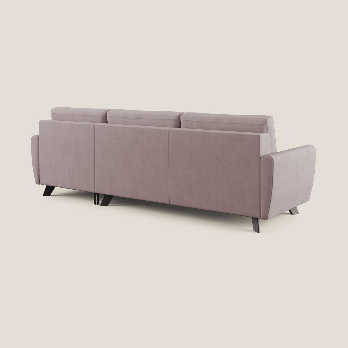 Callisto Divano letto angolare con penisola in tessuto morbido impermeabile T02 rosa - divitt.sbs