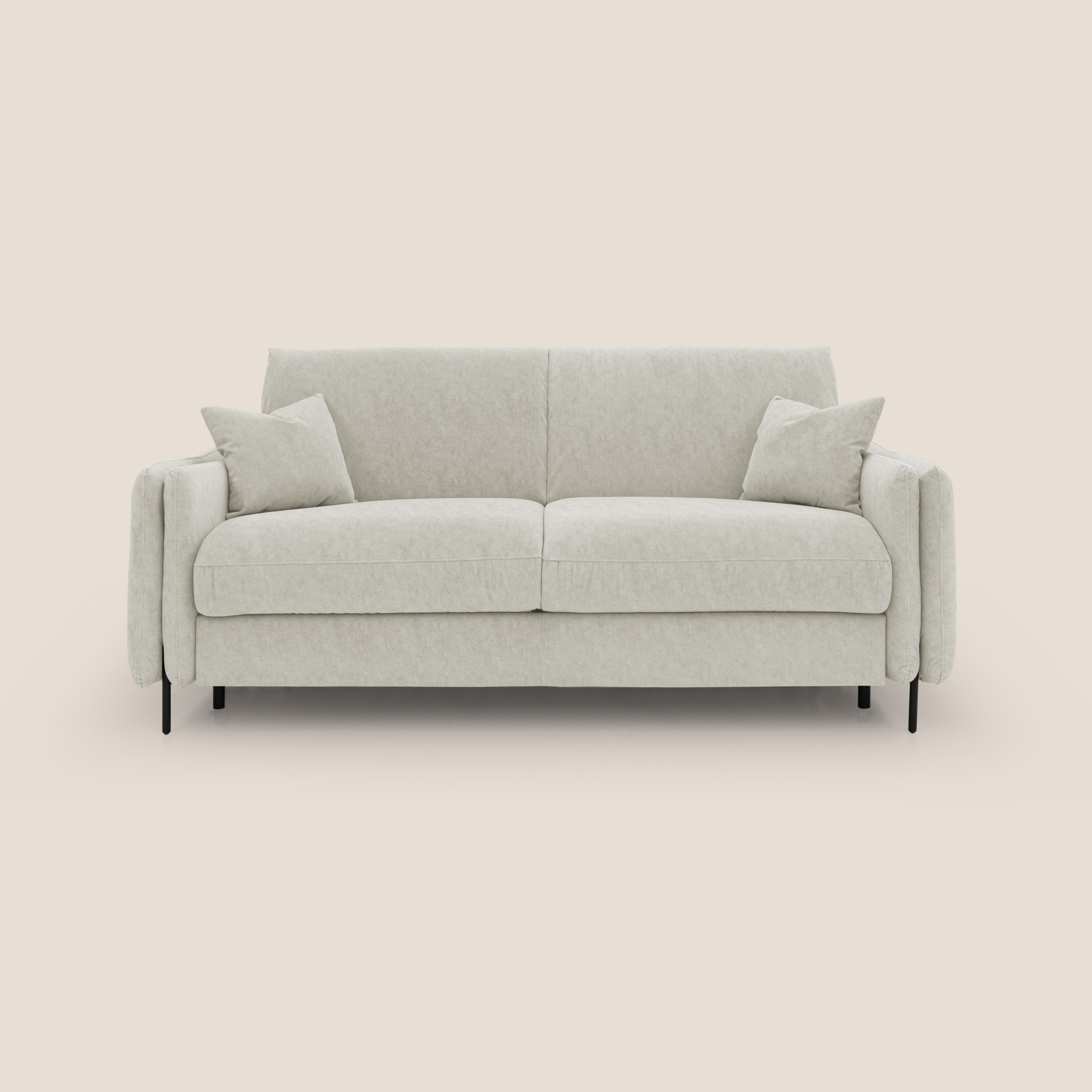 Gregory Divano letto con materasso h18 cm in microfibra effetto velluto impermeabile T09 panna - divitt.sbs