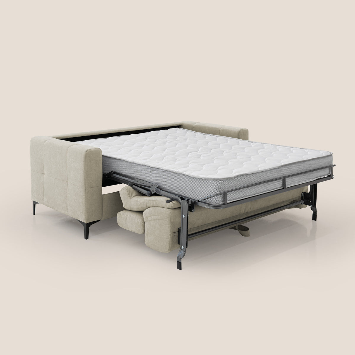 Gardenia divano letto materasso alto 18 cm con poggiatesta reclinabili e rivestimento impermeabile T02 panna - divitt.sbs
