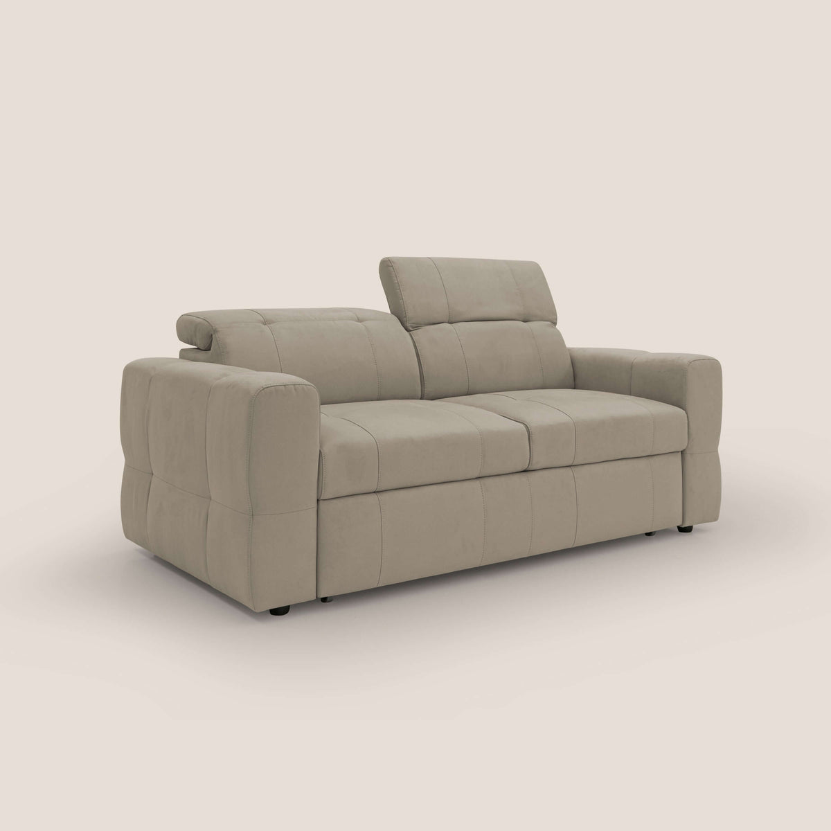 Kronos Divano con pouf estraibile poggiapiedi e poggiatesta reclinabili in morbida microfibra impermeabile T11 tortora - divitt.sbs