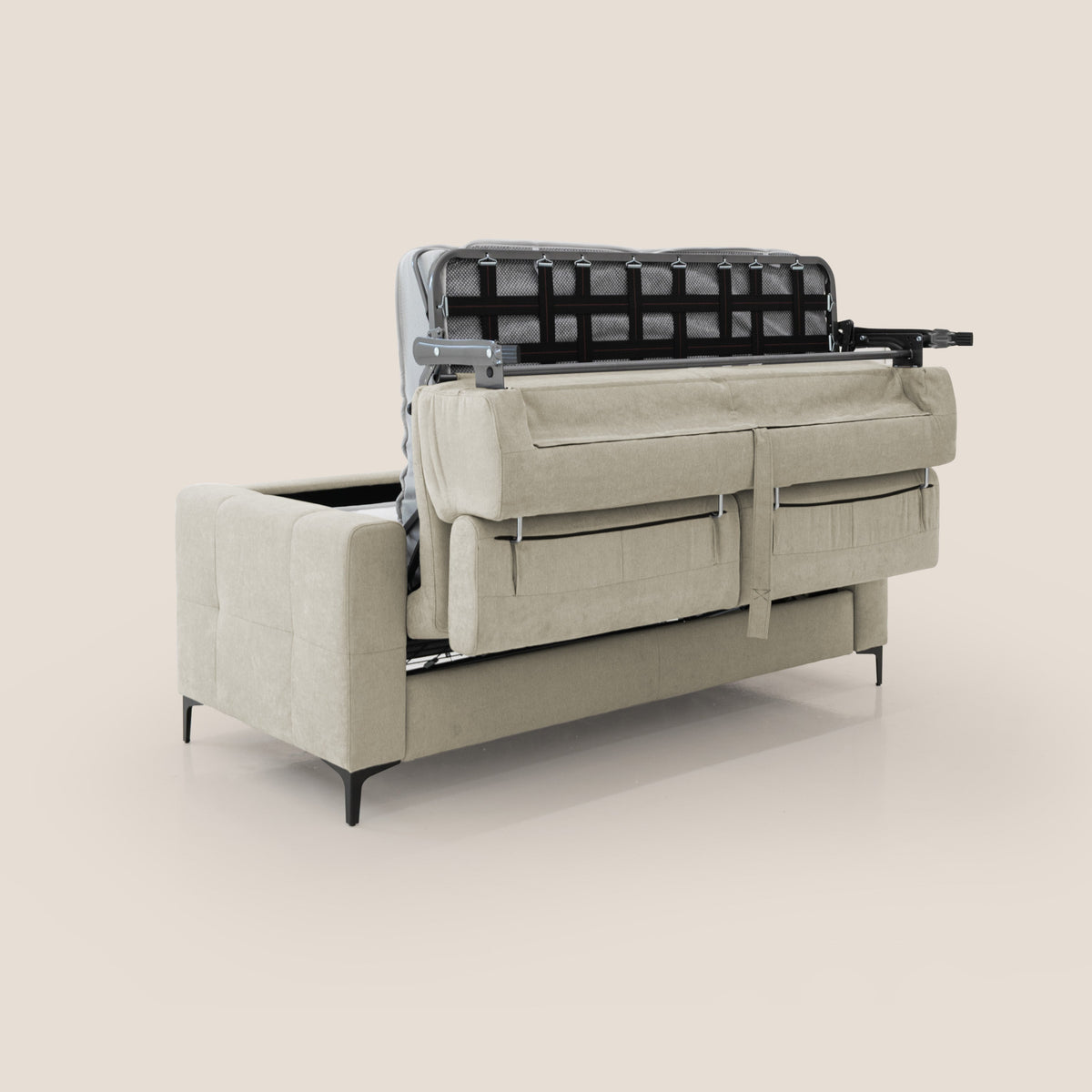 Gardenia divano letto materasso alto 18 cm con poggiatesta reclinabili e rivestimento impermeabile T02 panna - divitt.sbs