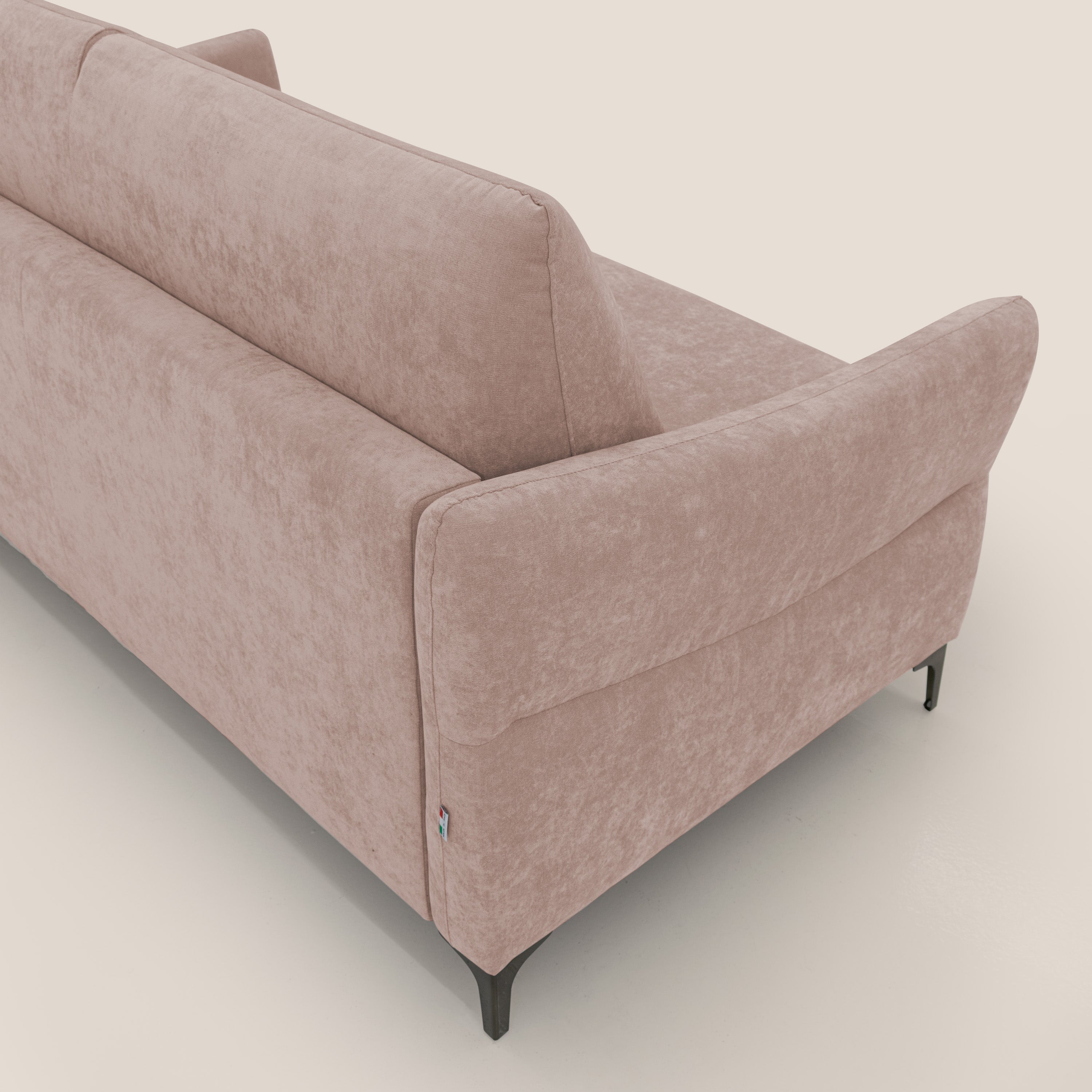 Dalia divano letto con materasso H18 cm e piedi alti in raffinato tessuto smacchiabile T17 rosa - divitt.sbs