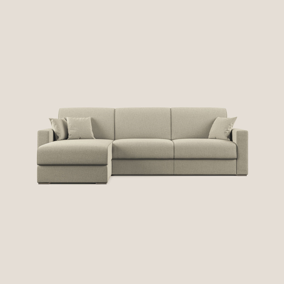 Best Divano letto angolare con penisola in tessuto smacchiabile QuickClean T08 panna - divitt.sbs