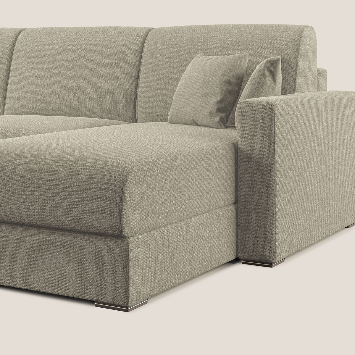 Best Divano letto angolare con penisola in tessuto smacchiabile QuickClean T08 panna - divitt.sbs