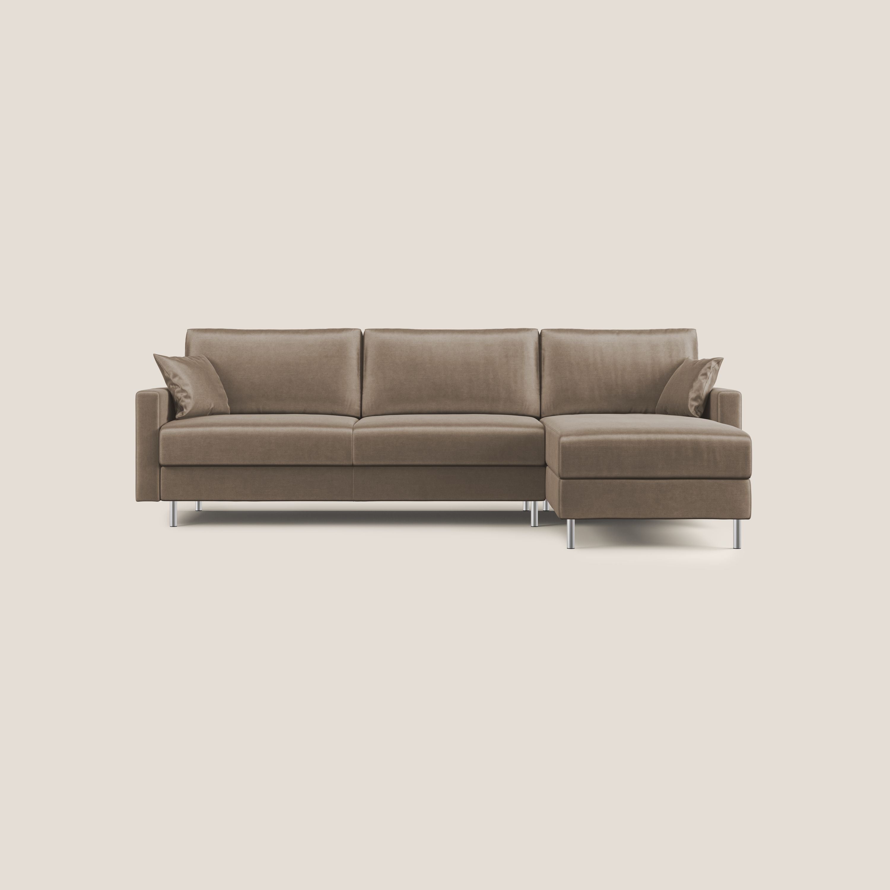Andromeda divano letto angolare in velluto morbido impermeabile T01 marrone - divitt.sbs