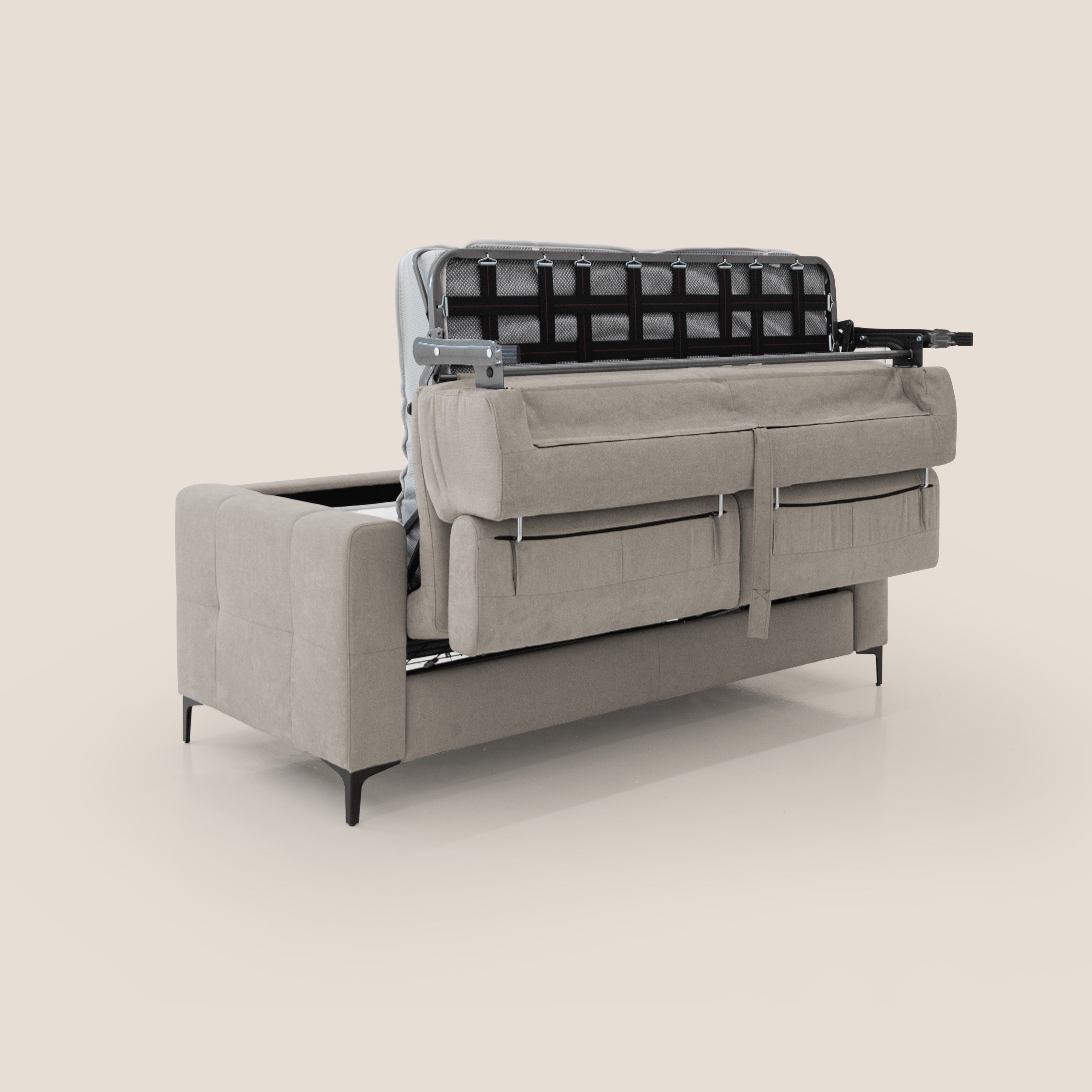 Gardenia divano letto materasso alto 18 cm con poggiatesta reclinabili e rivestimento impermeabile T02 beige - divitt.sbs