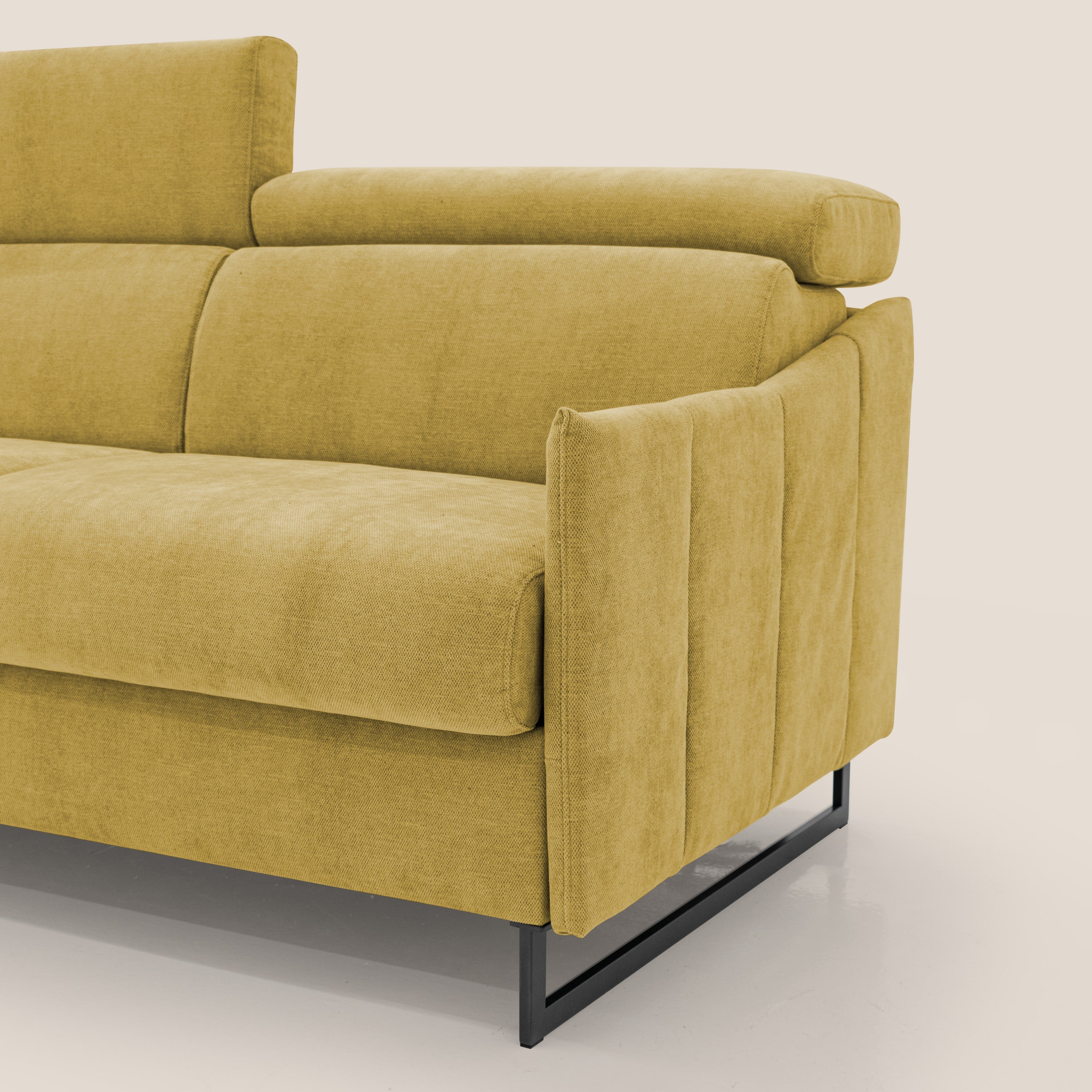 Loto divano letto salvaspazio materasso H18 cm con piedi alti in morbido tessuto impermeabile T14 giallo - divitt.sbs