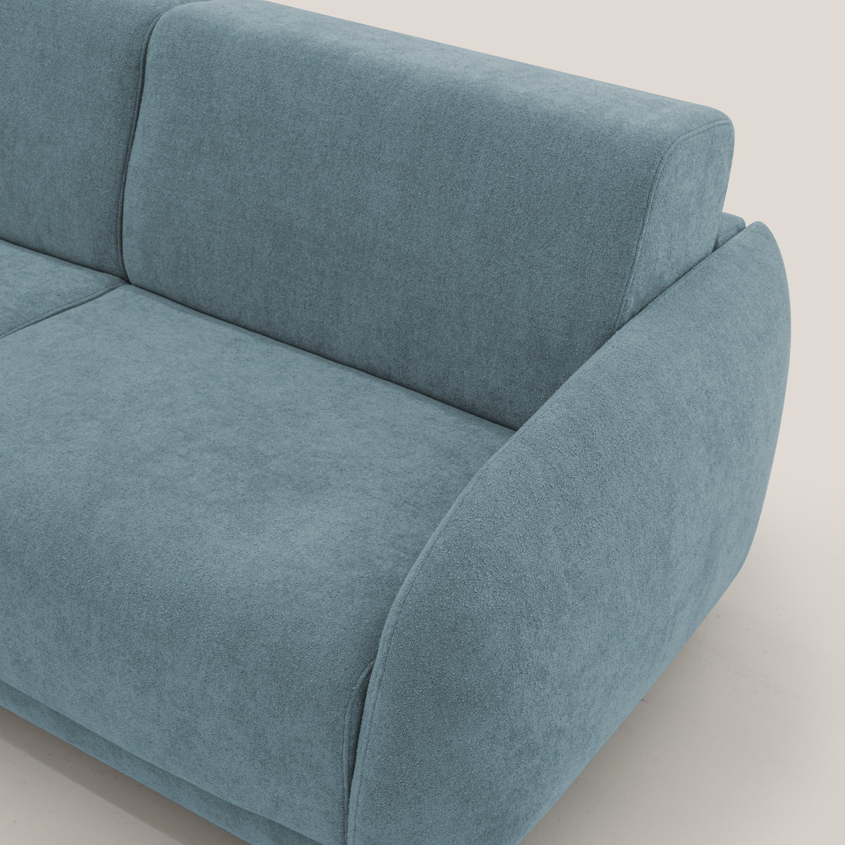 Giglio divano letto scandinavo japandi con materasso H18 cm in tessuto Bouclé impermeabile T07 carta da zucchero - divitt.sbs