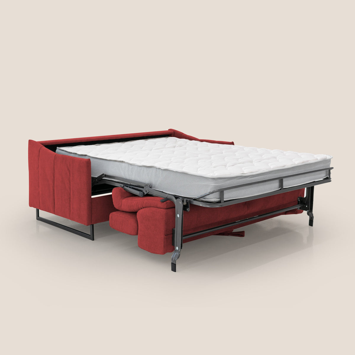 Loto divano letto salvaspazio materasso H18 cm con piedi alti in morbido tessuto impermeabile T14 rosso - divitt.sbs