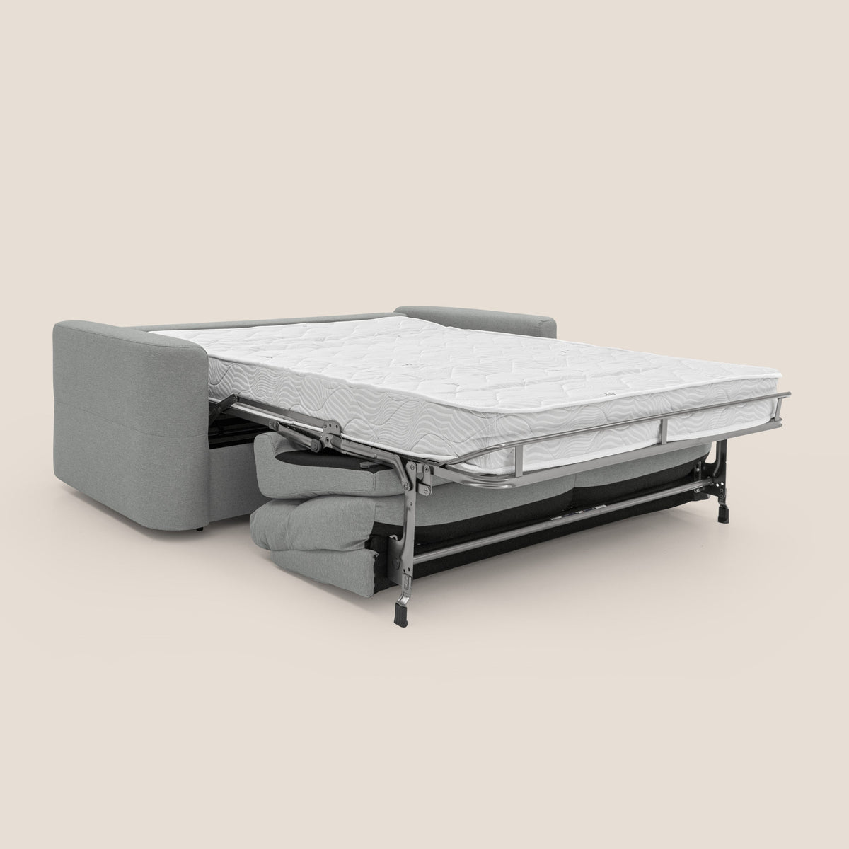 Cupido Divano letto materasso H18 cm e schienale alto in tessuto impermeabile simil cotone T13 grigio - divitt.sbs