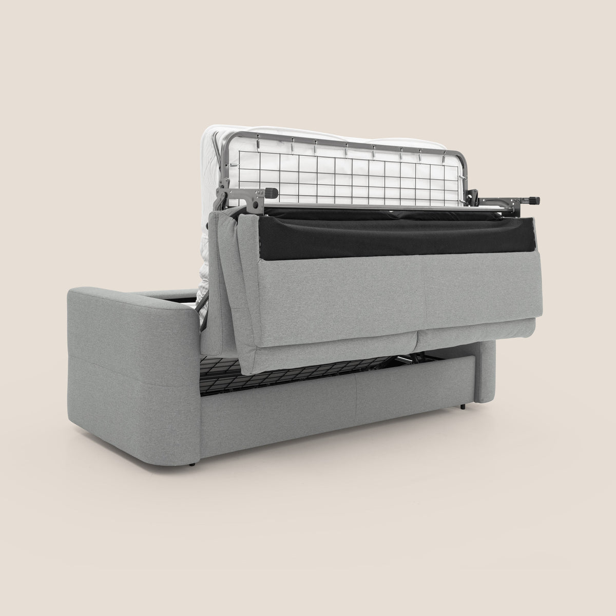 Cupido Divano letto materasso H18 cm e schienale alto in tessuto impermeabile simil cotone T13 grigio - divitt.sbs