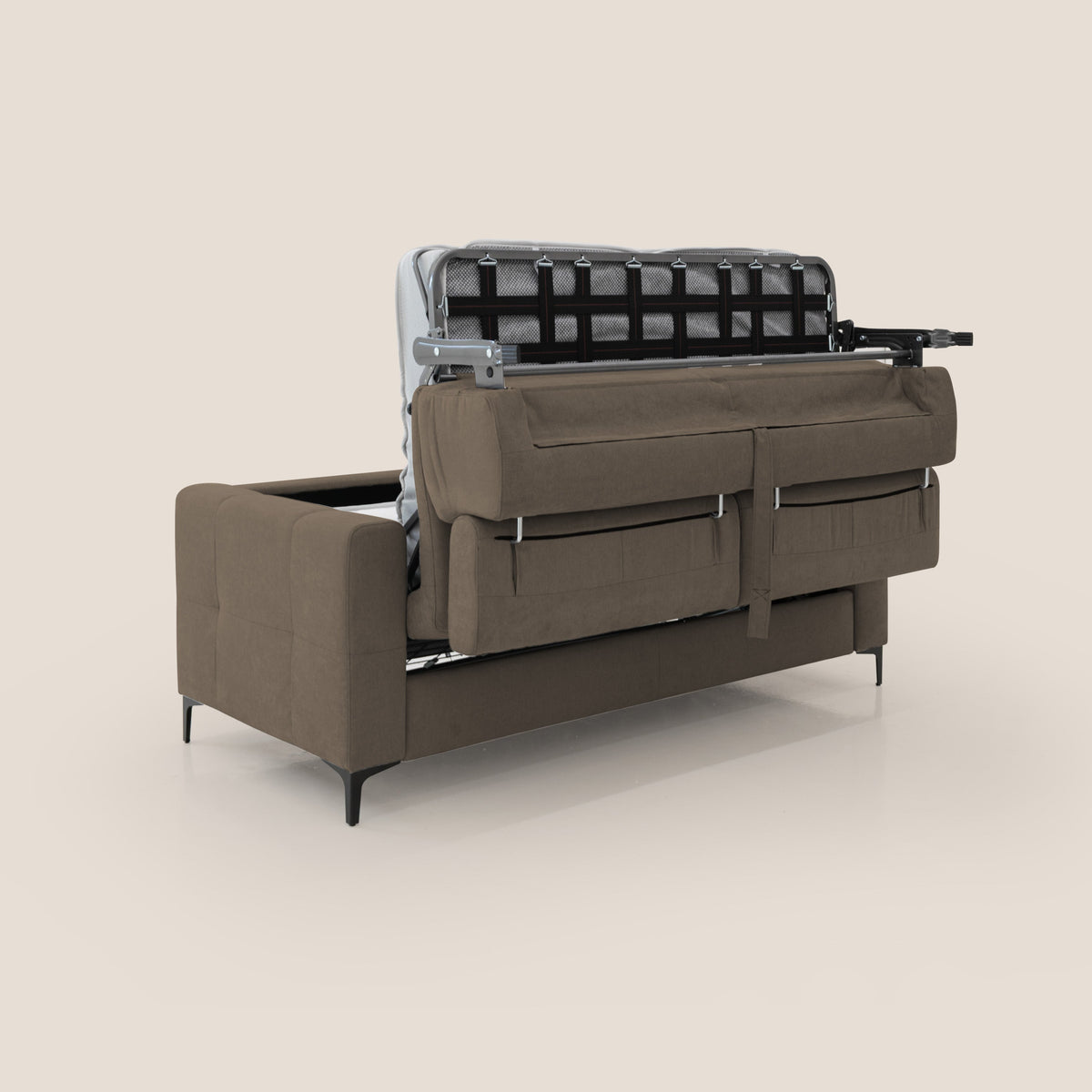 Gardenia divano letto materasso alto 18 cm con poggiatesta reclinabili e rivestimento impermeabile T02 marrone - divitt.sbs