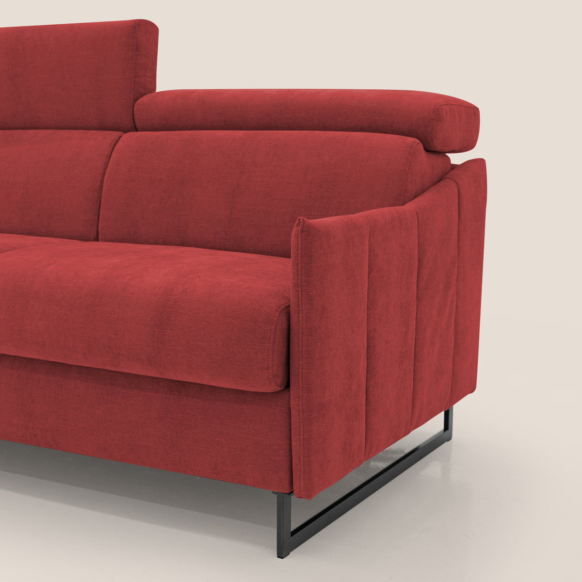 Loto divano letto salvaspazio materasso H18 cm con piedi alti in morbido tessuto impermeabile T14 rosso - divitt.sbs