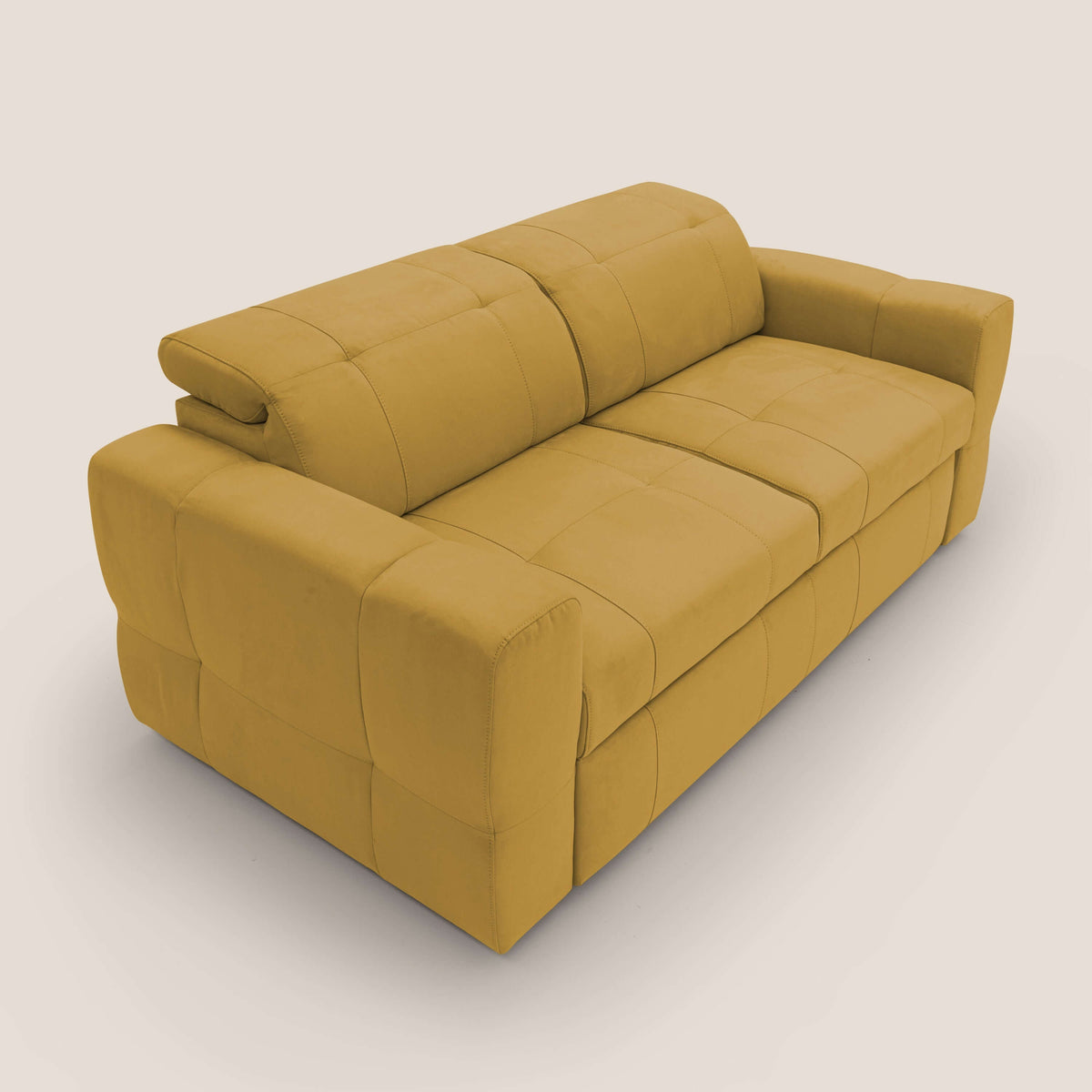 Kronos Divano con pouf estraibile poggiapiedi e poggiatesta reclinabili in morbida microfibra impermeabile T11 giallo - divitt.sbs