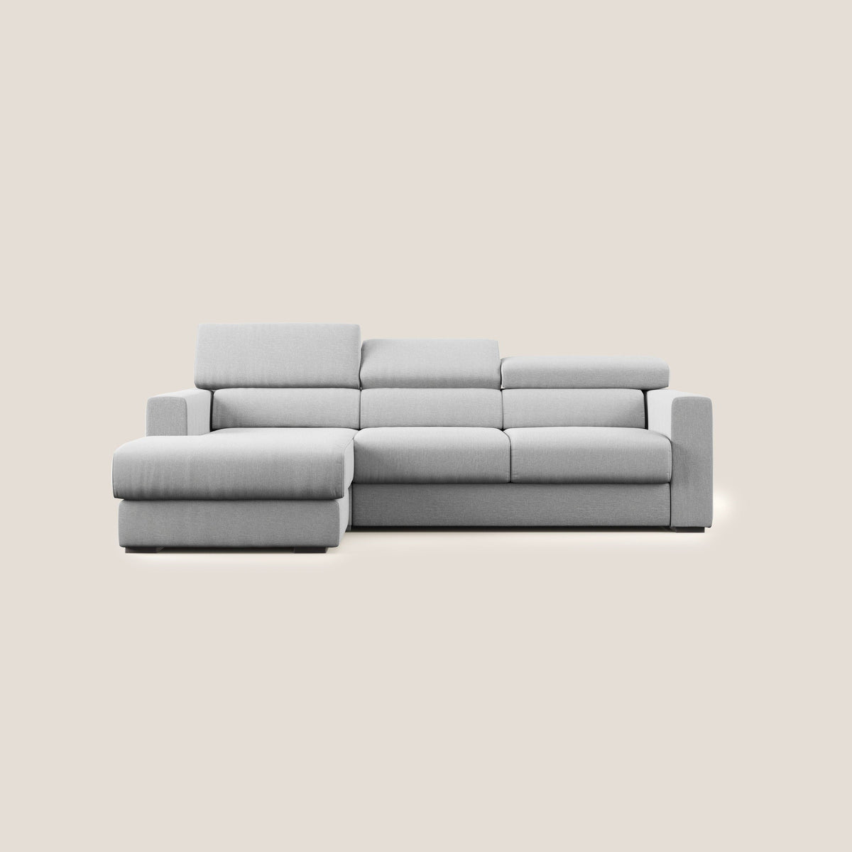 Dylan divano angolare con pouf estraibile poggiapiedi in tessuto simil cotone impermeabile T13 grigio - divitt.sbs