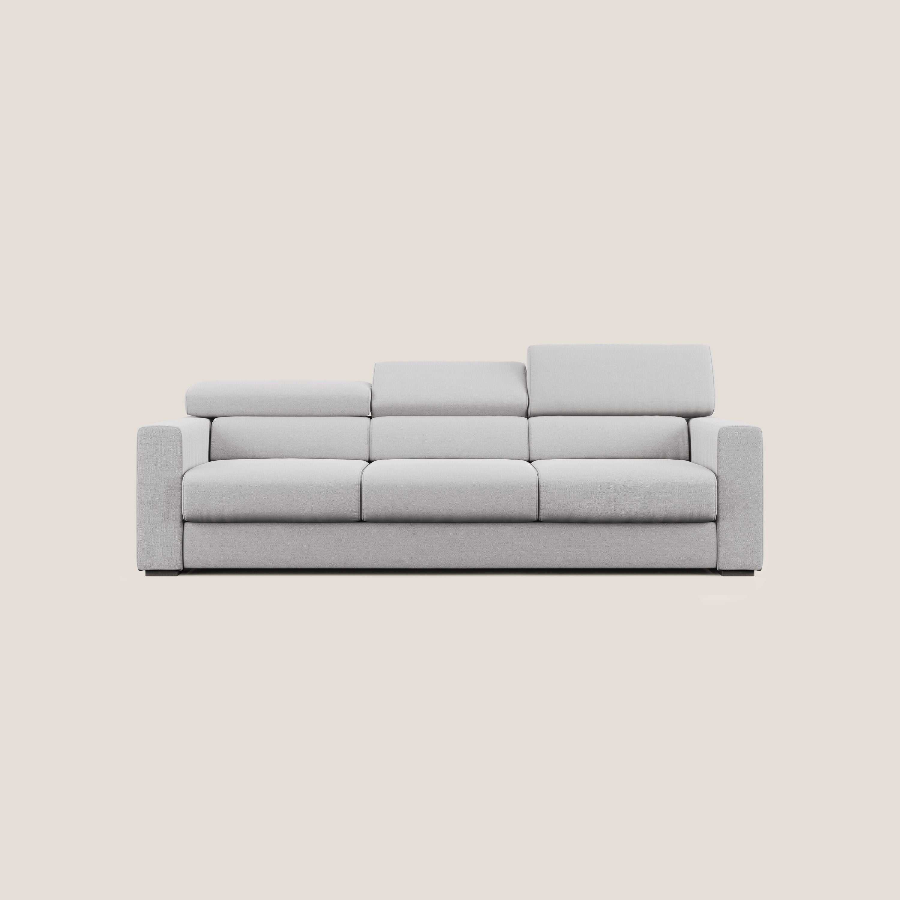 Dylan divano a 3 sedute con pouf estraibile poggiapiedi in tessuto fiammato simil cotone impermeabile T19 grigio - divitt.sbs