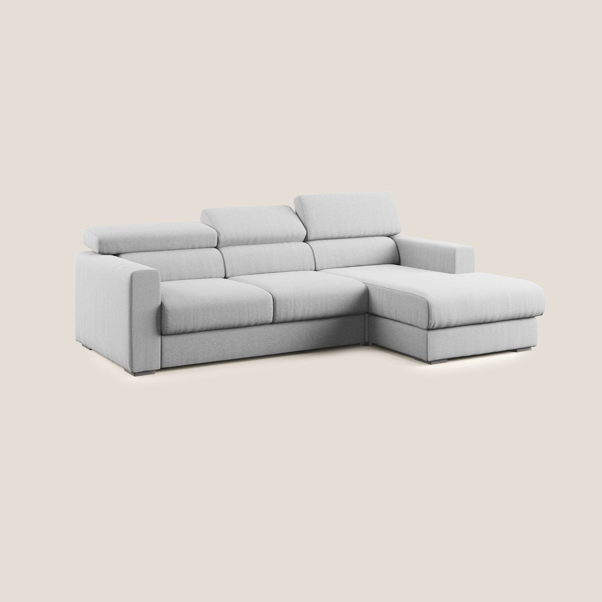 Dylan divano angolare con pouf estraibile poggiapiedi in tessuto simil cotone impermeabile T13 grigio - divitt.sbs