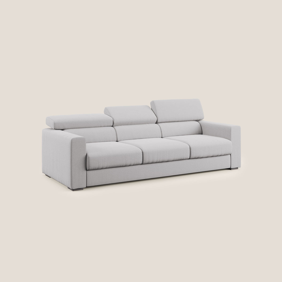 Dylan divano a 3 sedute con pouf estraibile poggiapiedi in tessuto fiammato simil cotone impermeabile T19 grigio - divitt.sbs