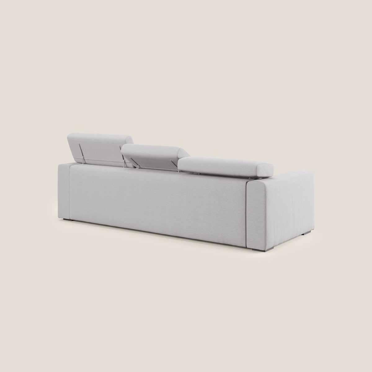 Dylan divano a 3 sedute con pouf estraibile poggiapiedi in tessuto fiammato simil cotone impermeabile T19 grigio - divitt.sbs