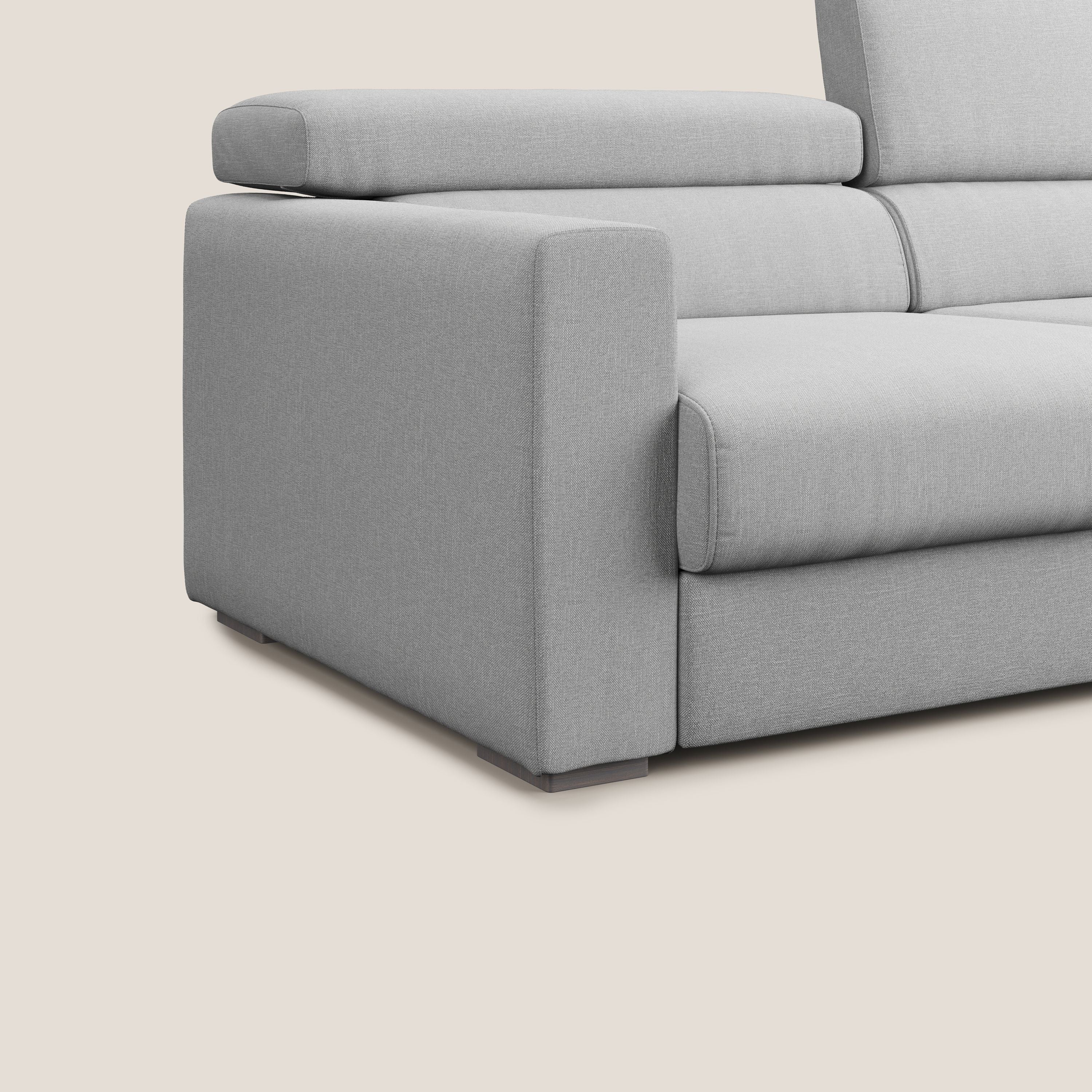 Dylan divano allungabile con pouf estraibile poggiapiedi in tessuto simil cotone impermeabile T13 grigio - divitt.sbs