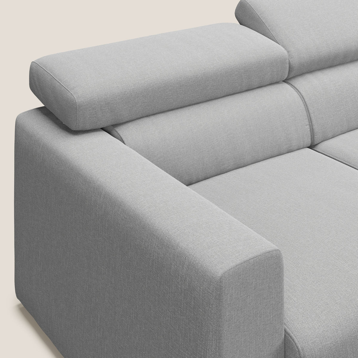 Dylan divano angolare con pouf estraibile poggiapiedi in tessuto simil cotone impermeabile T13 grigio - divitt.sbs