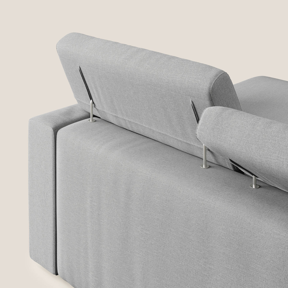 Dylan divano angolare con pouf estraibile poggiapiedi in tessuto simil cotone impermeabile T13 grigio - divitt.sbs