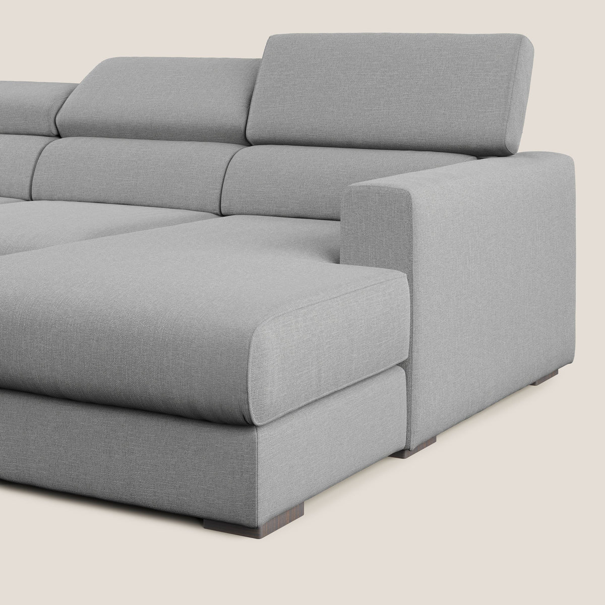 Dylan divano angolare con pouf estraibile poggiapiedi in tessuto simil cotone impermeabile T13 grigio - divitt.sbs