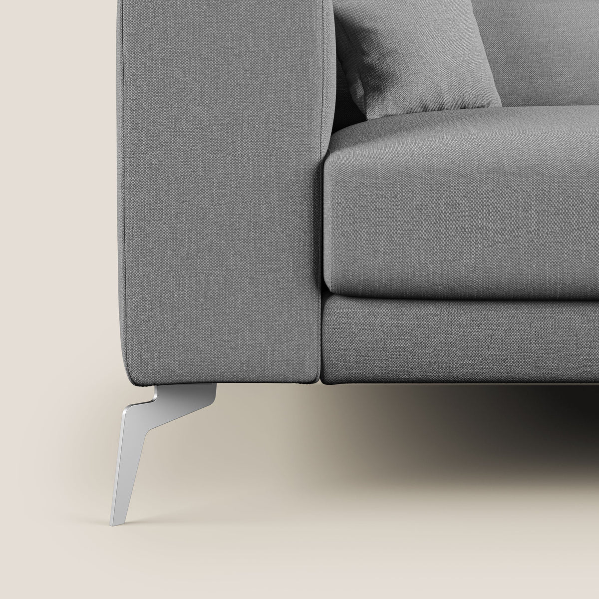 Blade Divano moderno angolare con poggiatesta reclinabili in tessuto impermeabile simil-cotone T13 grigio - divitt.sbs
