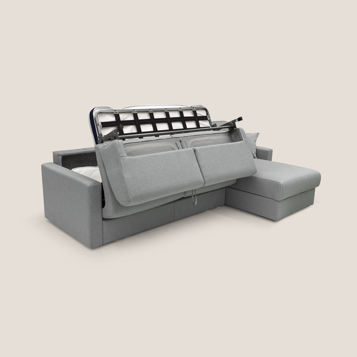 Chris Divano letto angolare 5 posti in tessuto impermeabile T13 grigio - divitt.sbs