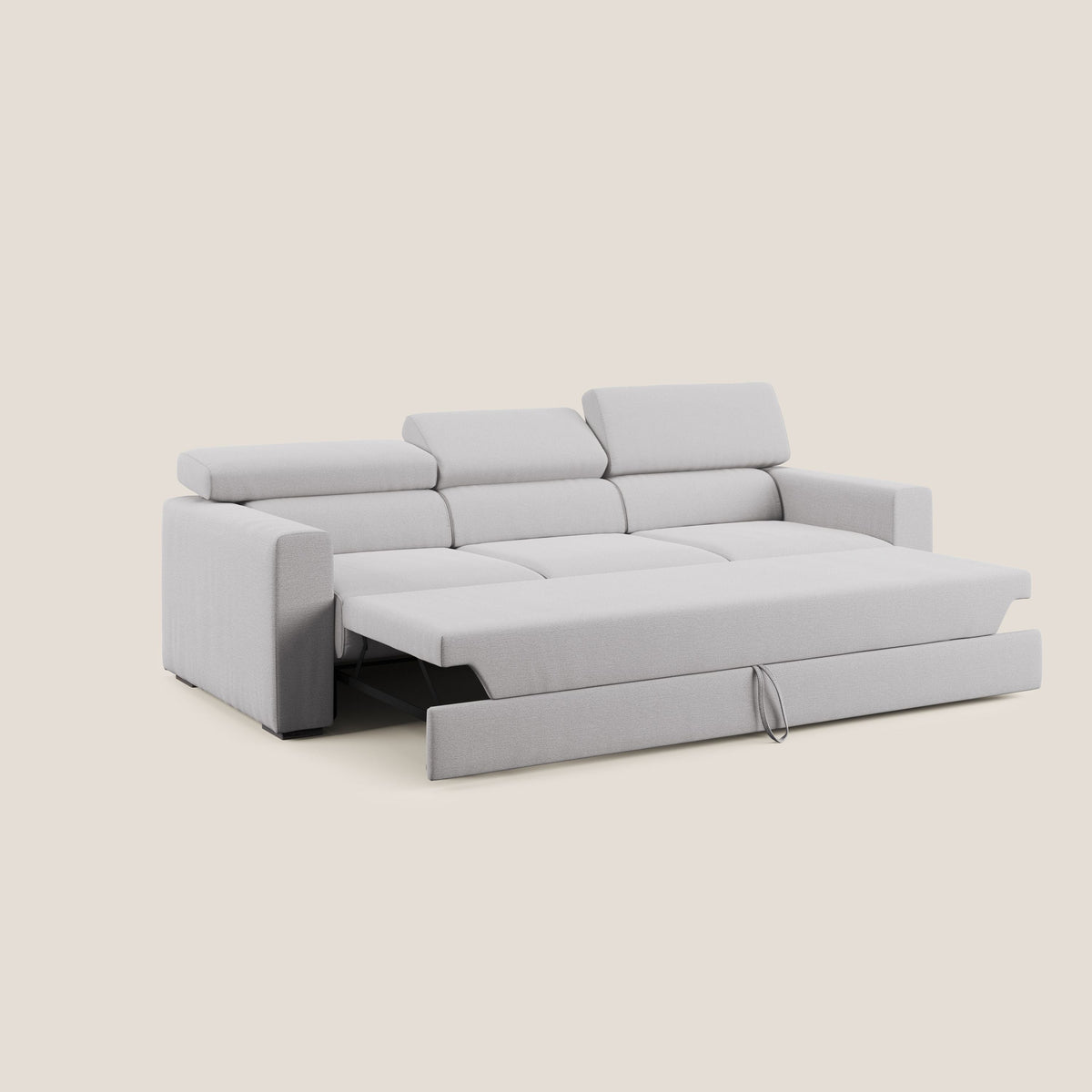 Dylan divano a 3 sedute con pouf estraibile poggiapiedi in tessuto fiammato simil cotone impermeabile T19 grigio - divitt.sbs