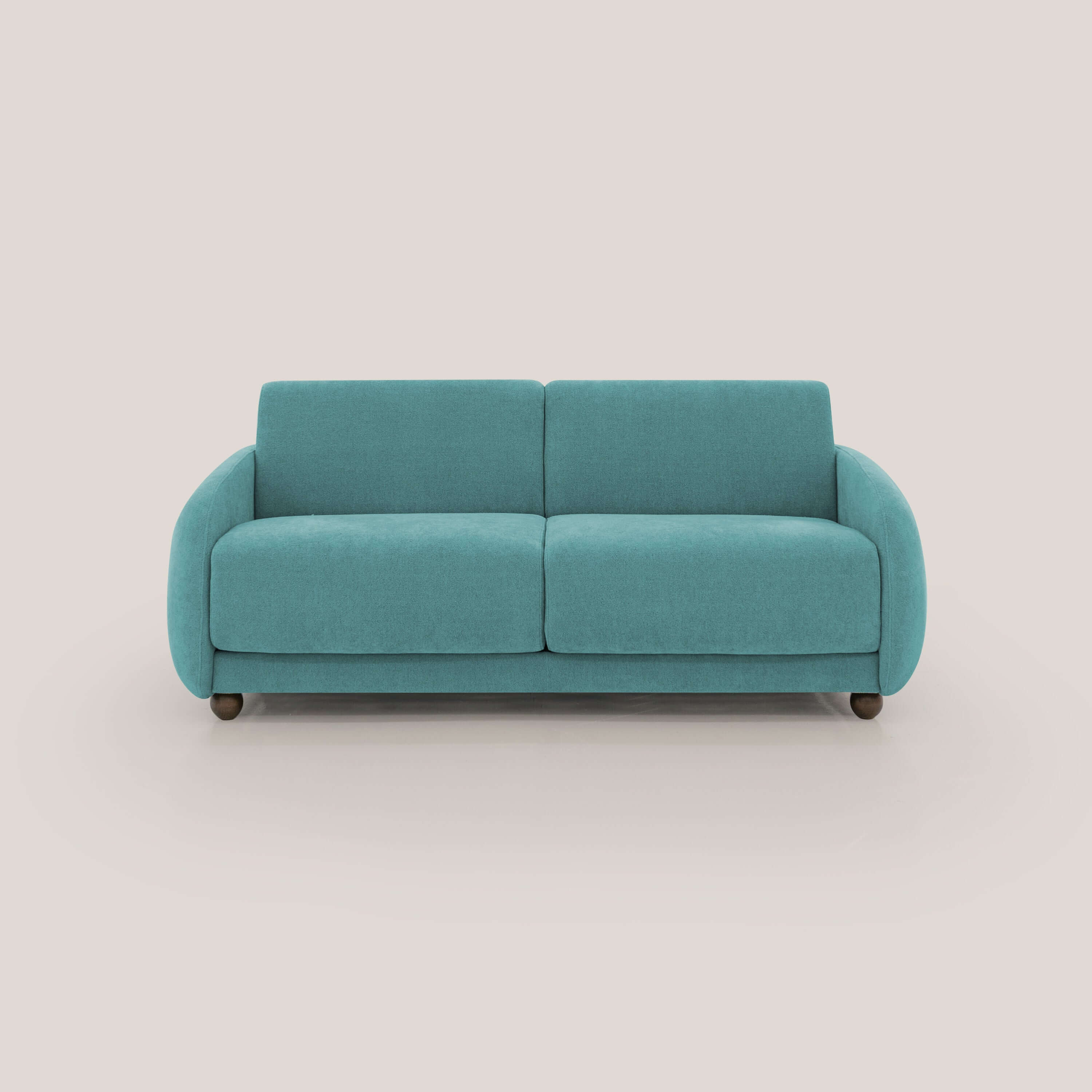 Giglio divano letto scandinavo japandi con materasso H18 cm in tessuto Bouclé impermeabile T07 azzurro - divitt.sbs