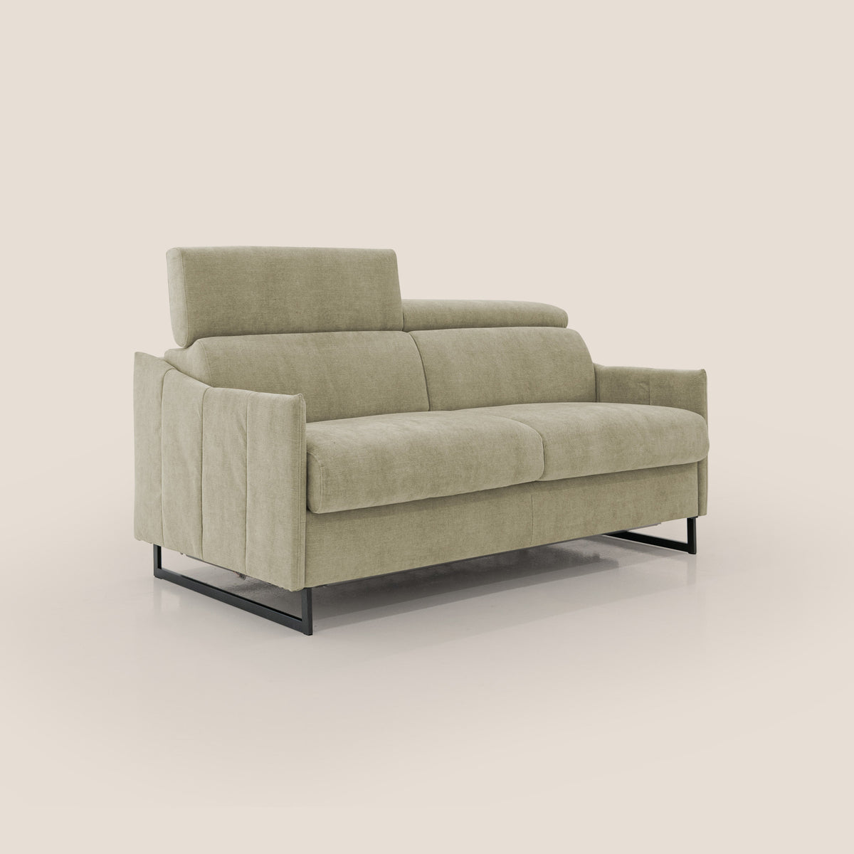Loto divano letto salvaspazio materasso H18 cm con piedi alti in morbido tessuto impermeabile T14 beige - divitt.sbs