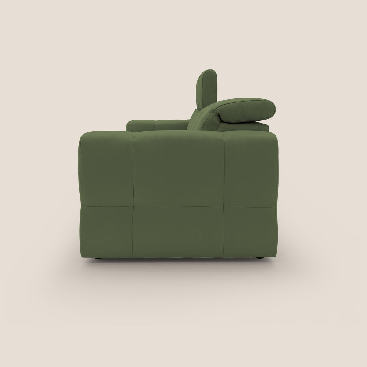 Kronos Divano con pouf estraibile poggiapiedi e poggiatesta reclinabili in morbida microfibra impermeabile T11 verde - divitt.sbs
