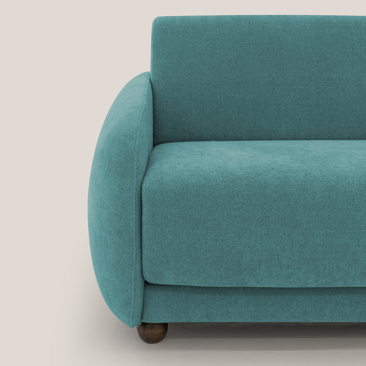 Giglio divano letto scandinavo japandi con materasso H18 cm in tessuto Bouclé impermeabile T07 azzurro - divitt.sbs