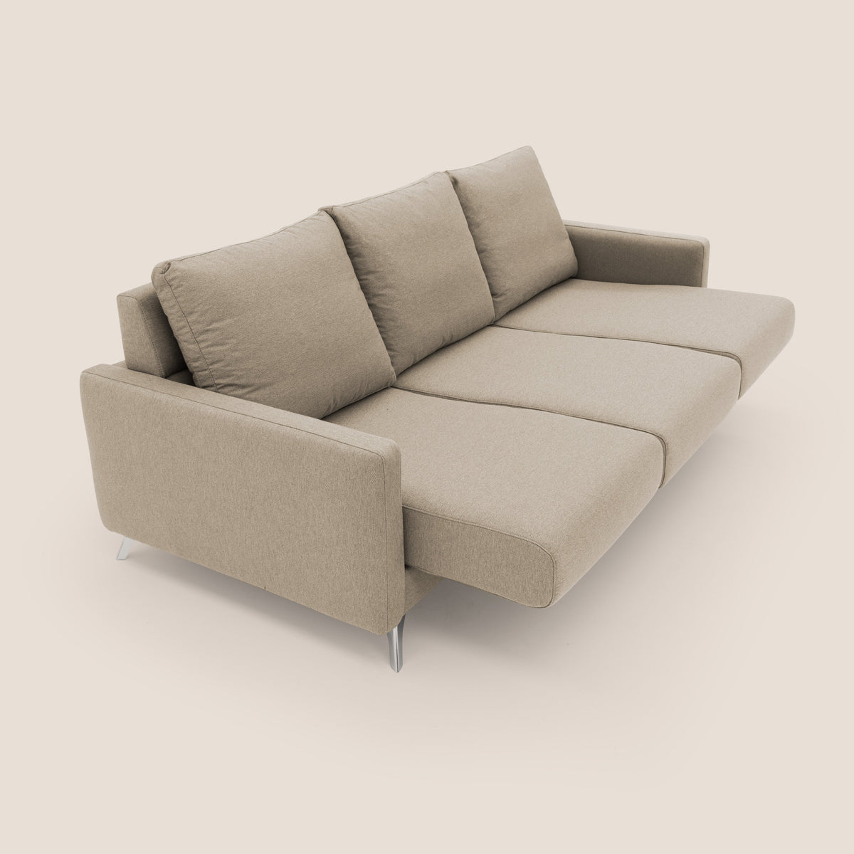 Klimt divano con 3 sedute allungabili e schienali in piuma d'oca in tessuto smacchiabile T05 beige - divitt.sbs