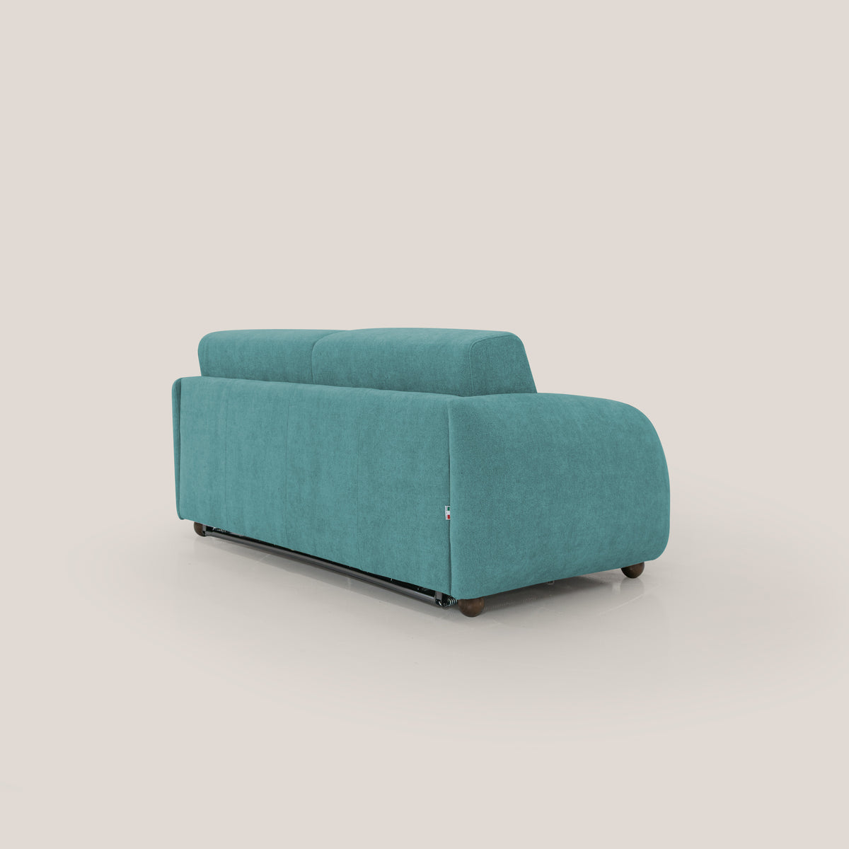 Giglio divano letto scandinavo japandi con materasso H18 cm in tessuto Bouclé impermeabile T07 azzurro - divitt.sbs