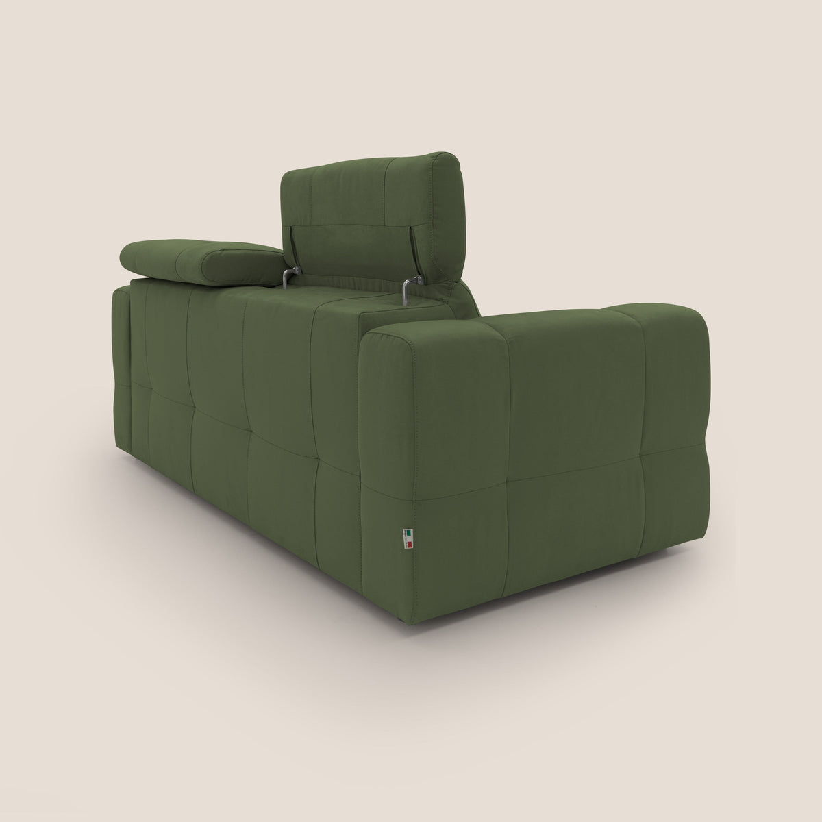 Kronos Divano con pouf estraibile poggiapiedi e poggiatesta reclinabili in morbida microfibra impermeabile T11 verde - divitt.sbs
