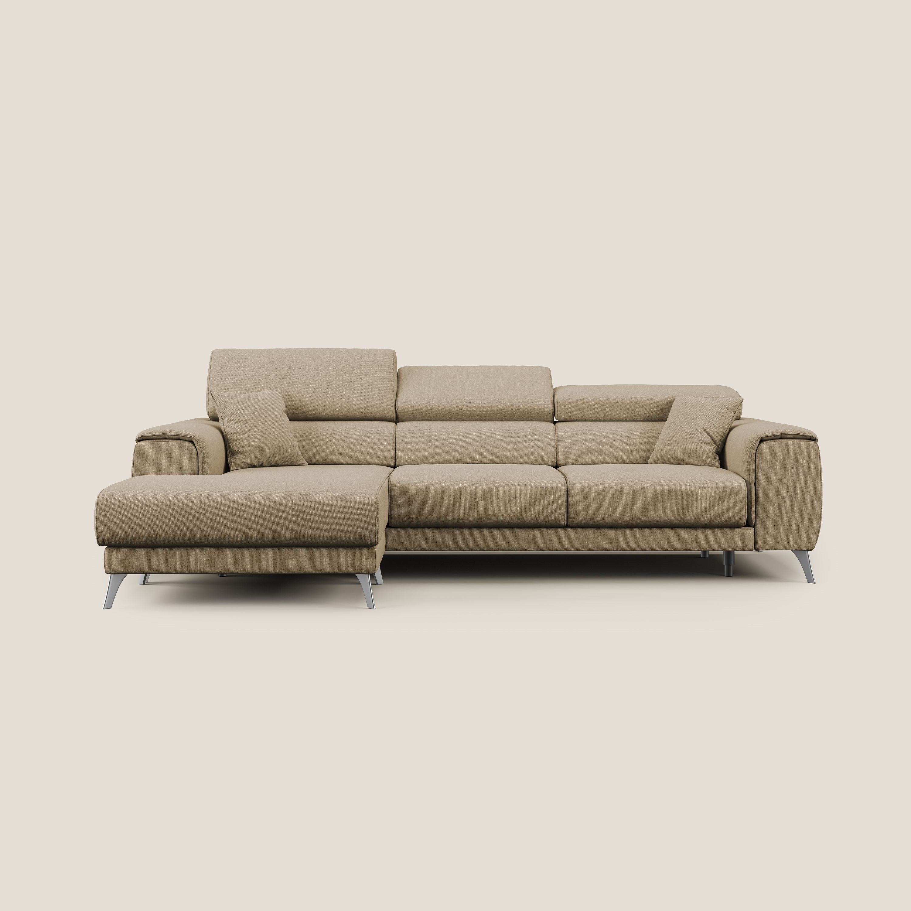 Fusion Divano angolare con sedute scorrevoli in tessuto morbido smacchiabile T05 beige - divitt.sbs