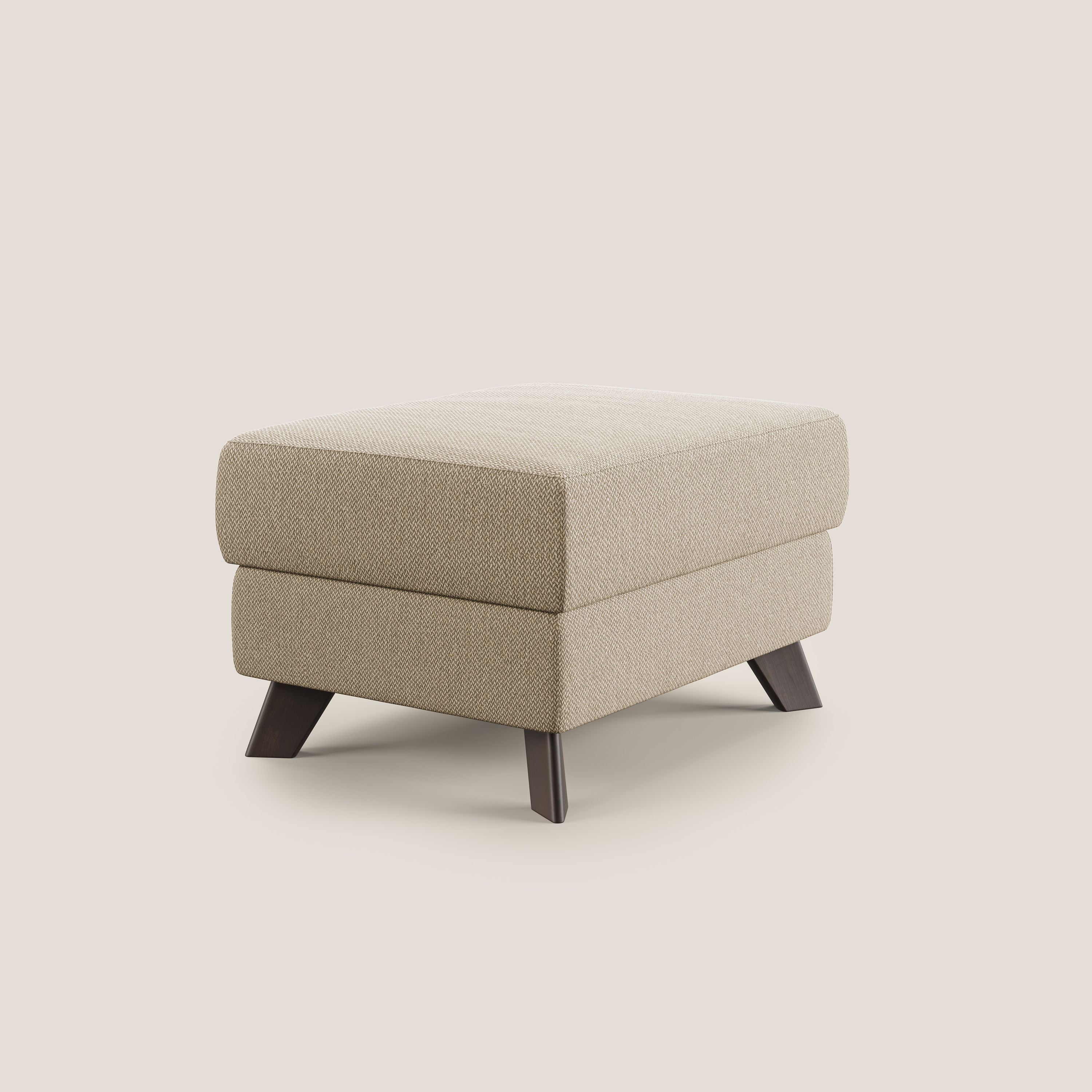 Moon Pouf contenitore e piedini alti in tessuto smacchiabile con acqua T05 beige - divitt.sbs