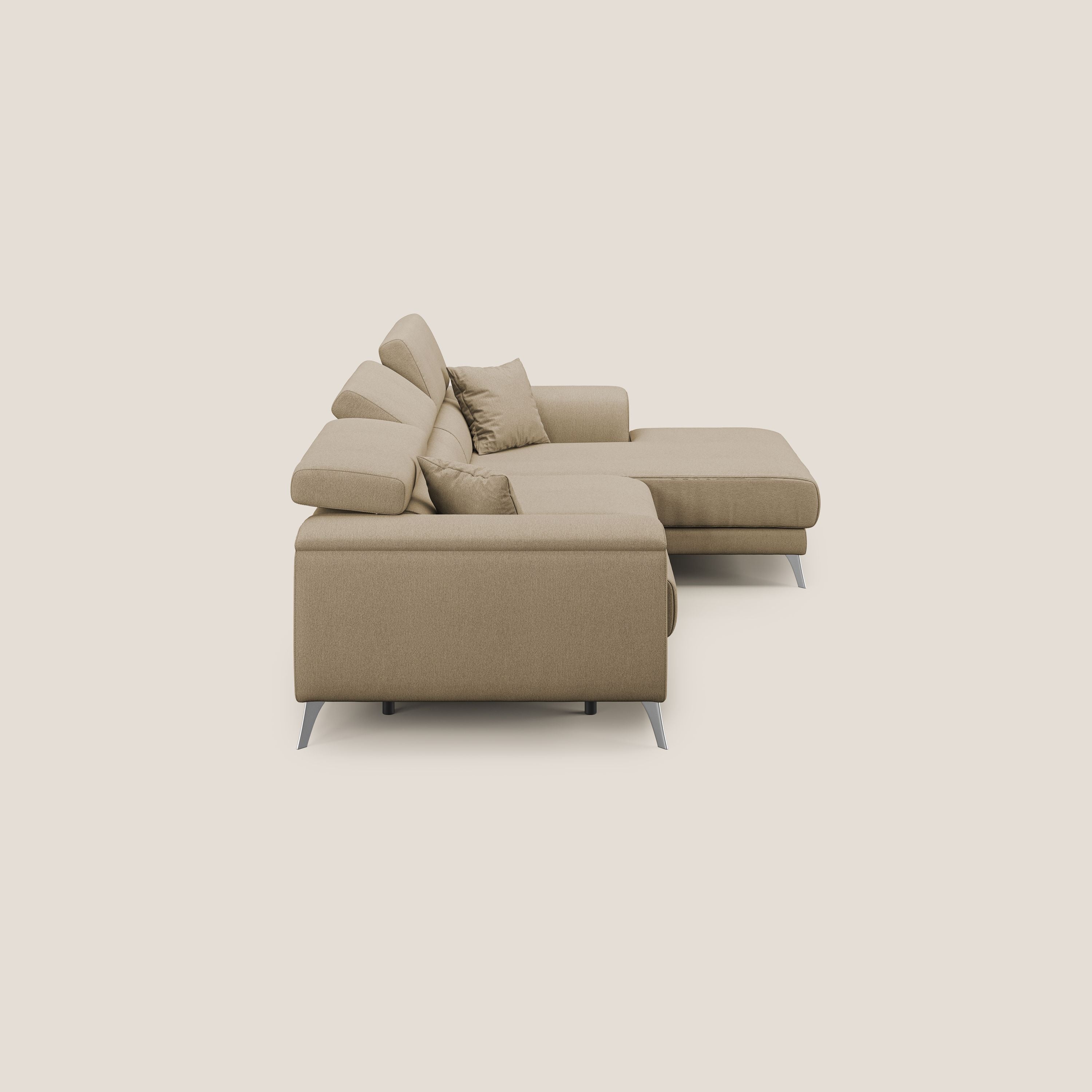 Fusion Divano angolare con sedute scorrevoli in tessuto morbido smacchiabile T05 beige - divitt.sbs
