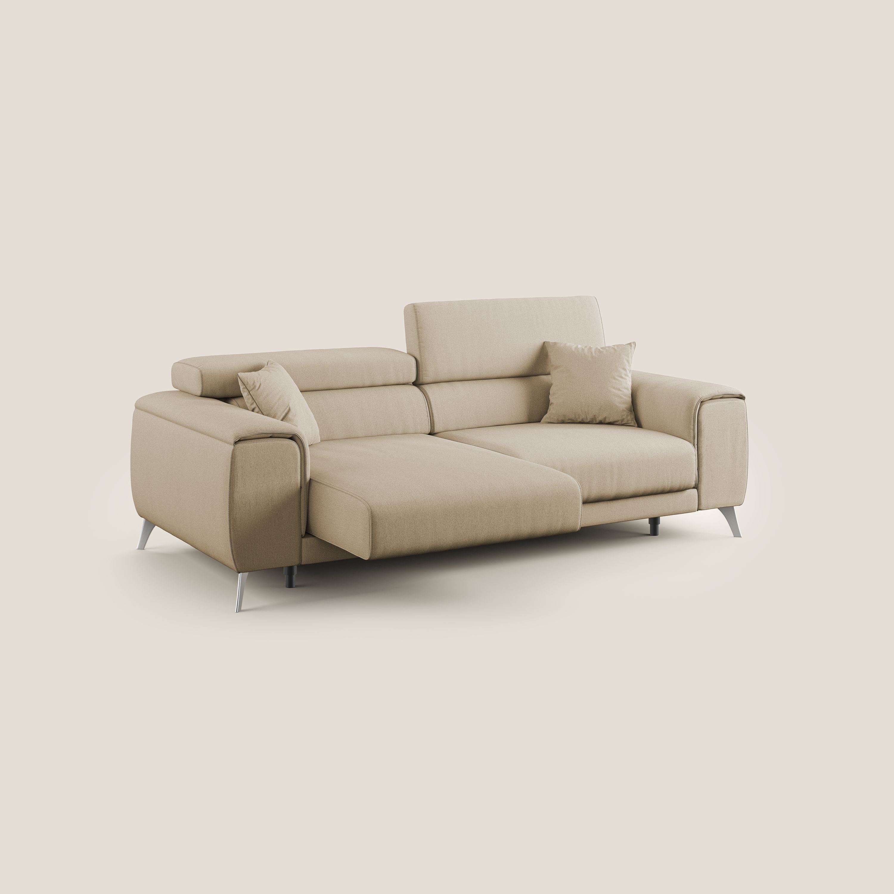 Fusion divano con sedute allungabili in tessuto smacchiabile T05 beige - divitt.sbs