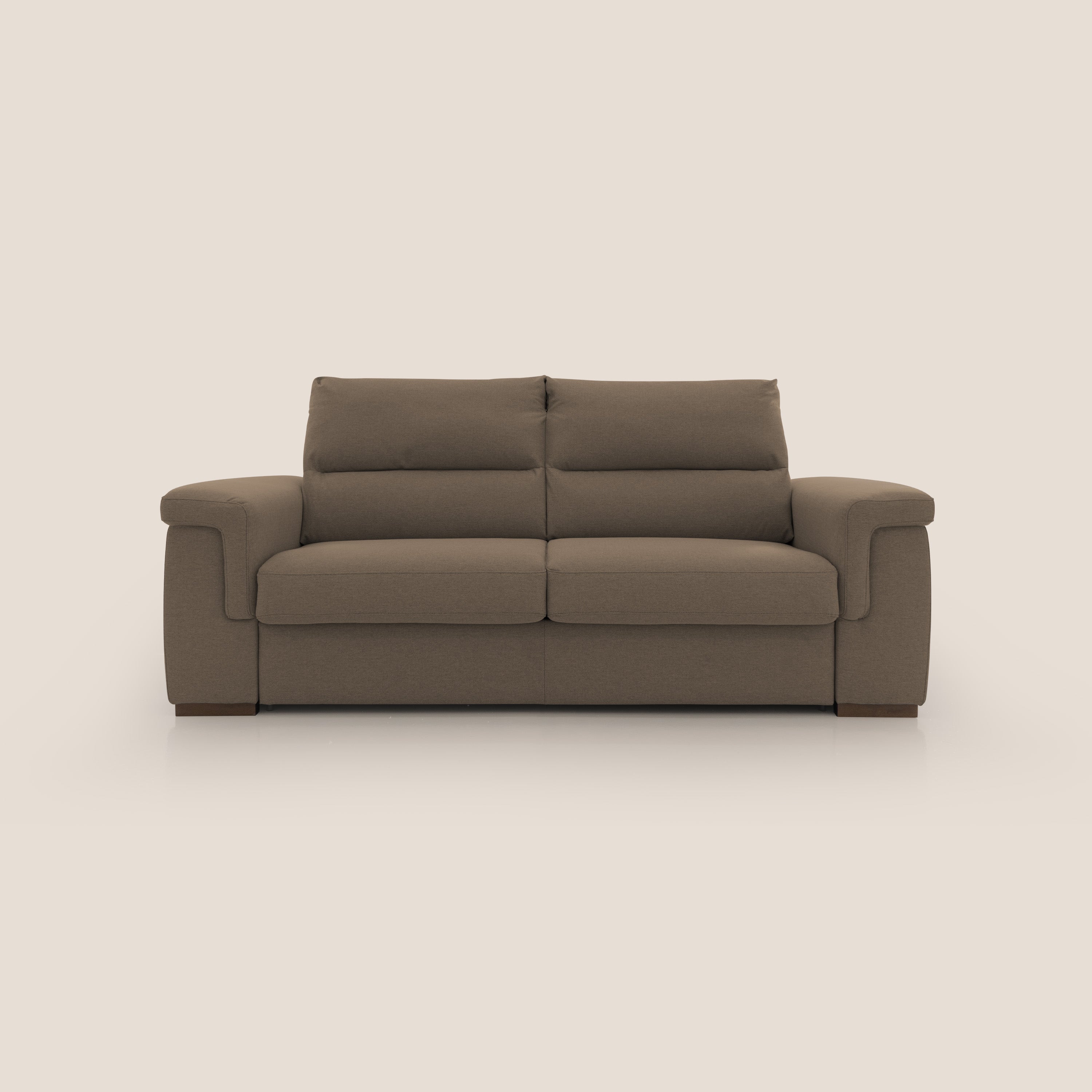 Magnolia divano letto con materasso alto 18 cm morbido schienale alto in tessuto smacchiabile T05 marrone - divitt.sbs