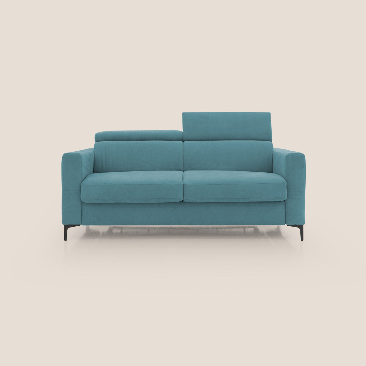 Gardenia divano letto materasso alto 18 cm con poggiatesta reclinabili e rivestimento impermeabile T02 azzurro - divitt.sbs