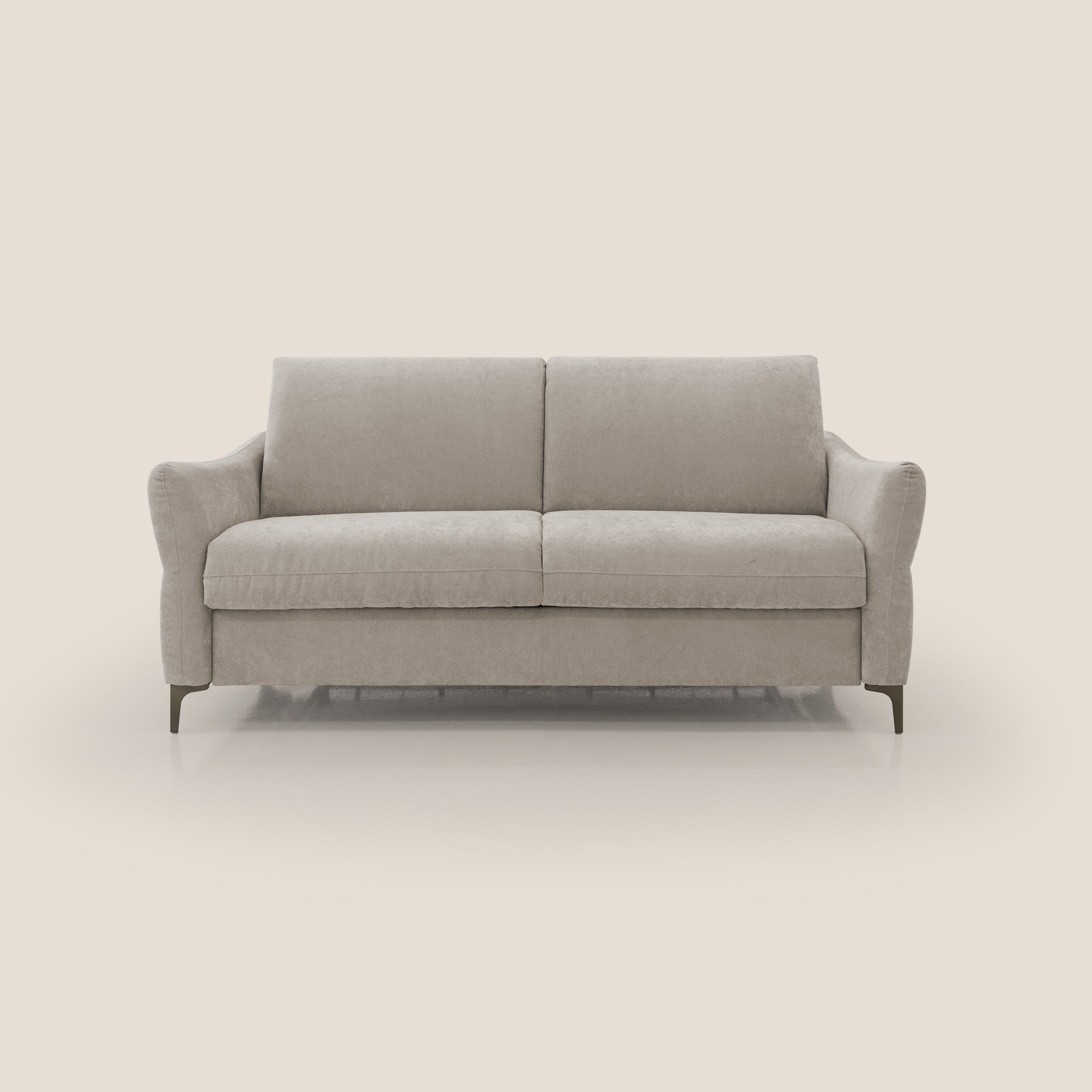 Dalia divano letto con materasso H18 cm e piedi alti in raffinato tessuto smacchiabile T17 beige - divitt.sbs